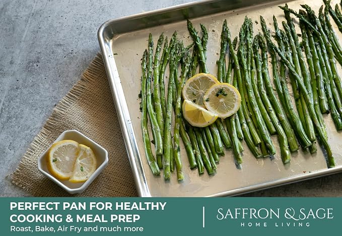 Commercial Quality Cookie Sheet Pan - 2 Pack Aluminum Half Sheet Baking Pan by Saffron & Sage Home Living - This 18x13 Baking Sheet Set is Rust & Warp Resistant, Heavy Duty, of Thick Gauge