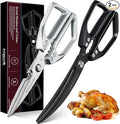 HUUSK Kitchen Scissors Set - Stainless Steel Kitchen Shear, Sharp Meat Scissors Dishwasher Safe, Heavy Duty Poultry Shears, Japanese Cooking Scissor for Food, Chicken Bones, Christmas Gift for Men