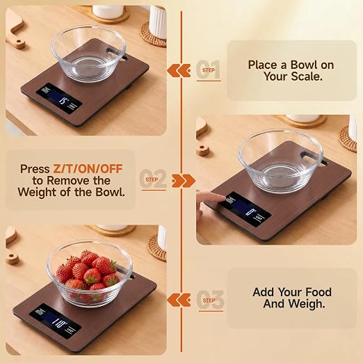 Food Scale, Digital Kitchen Scale with Hanging Loop, 11lb Baking Scale | 1g Accuracy, g/oz,etc.5 Unit Conversion, Tare Function, Fingerprint-Resistant Steel, Suitable for Cooking, Baking ,Meal Prep