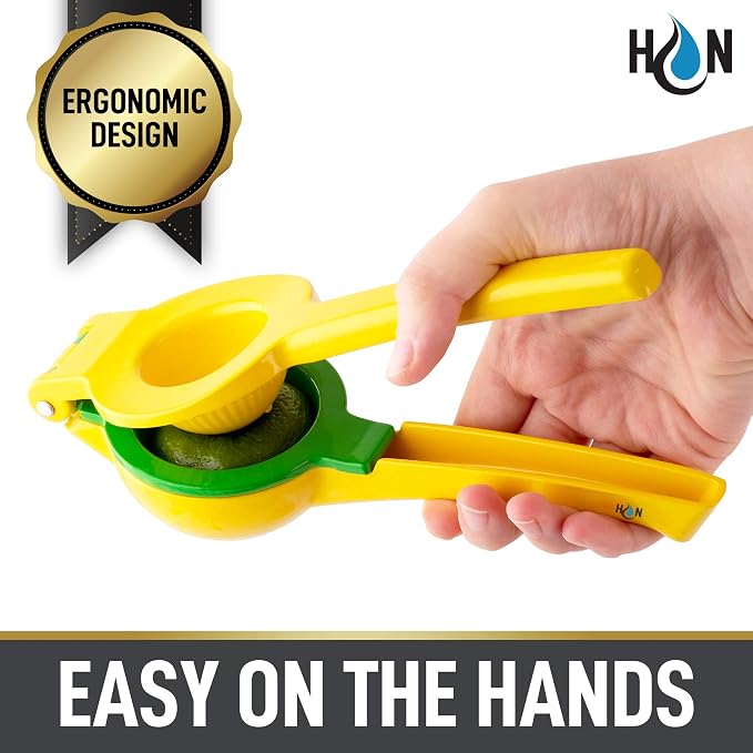 Hydration Nation 2-in-1 Lemon Squeezer - Manual Citrus Juicer For Lemons & Limes - Handheld Metal Lemon Juicer Extracts Citrus Juices