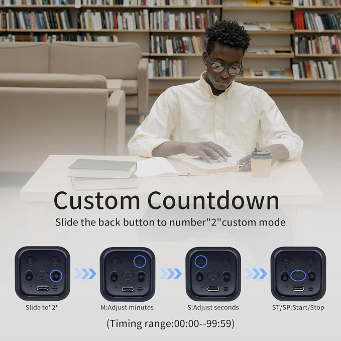 Productivity Timer Flip Gravity Sensor Cube Timer Countdown & Countup,Mute & Vibrate & Sound，5/10/30/60min & Custom Timing, Perfect for ADHD,Work,Learning,Kitchen Cooking (2 Black)