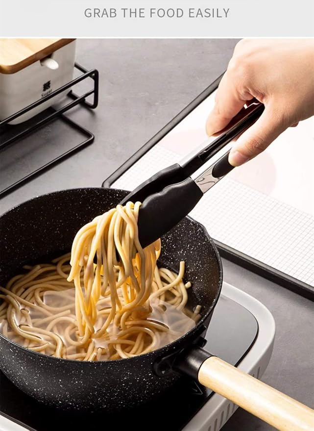 Serving Tongs Kitchen Tongs - Heat Resistant, Premium Stainless Steel Locking Cooking Tongs with Silicone Tips, Non-Slip Food Tongs for Cooking, Heavy Duty, Non-Stick (7 Inch(4 Pack))