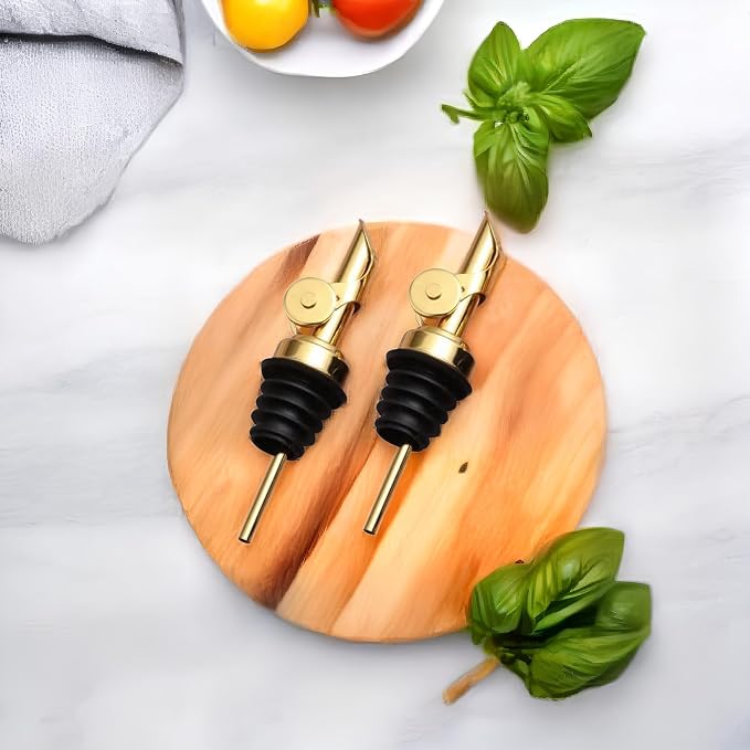 Pafuen 2 Pack Liquor Pour Spout, Oil Pourer, Olive Oil Pour Spout for Olive Oil Dispenser (Gold)