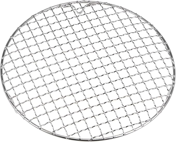 HARFINGTON Round Cooking Rack 9.5-inch 201 Stainless Steel Cross Wire Barbecue Grill Net with 20mm Legs for Cooking Baking Steaming BBQ