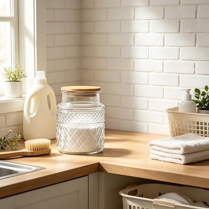 Prettidecor Glass Storage Jars, 38 FL OZ Airtight Canisters with Bamboo Lid, Decorative Kitchen Containers for Cereal, Nuts, Snacks, Candy, Cookies, Coffee, Tea | Kitchen Pantry Coffee bar Canister for Coffee Sugar Cereal Nut Candy, Airtight Bamboo Lid...