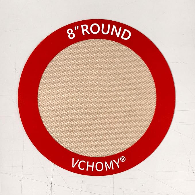 Silicone Baking Mats, Set of 4, Round dia 8 Inch, Non Stick, BPA Free, Baking Sheet Pan Liner for Cake,Pizza,Cookies,Macaron,Bread,Pastry,Toaster (Red, Round-dia 8 inch)