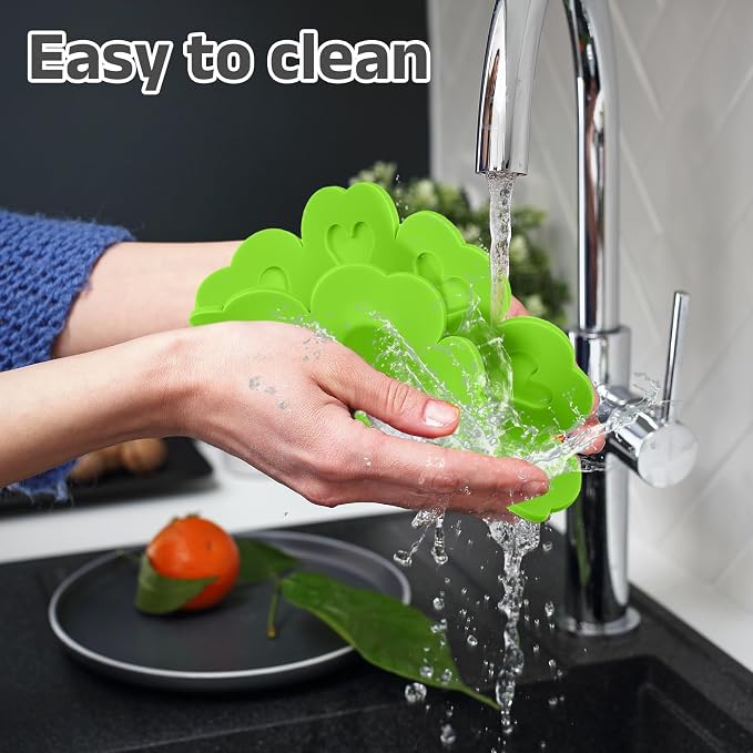 uxcell 2Pcs Silicone Trivet Mats, Flower Pattern Silicone Pad Hot Pad Pan Protectors Table Protector Heat Resistant Mat for Countertop, Hot Dishes, Hot Pots and Pans, Green