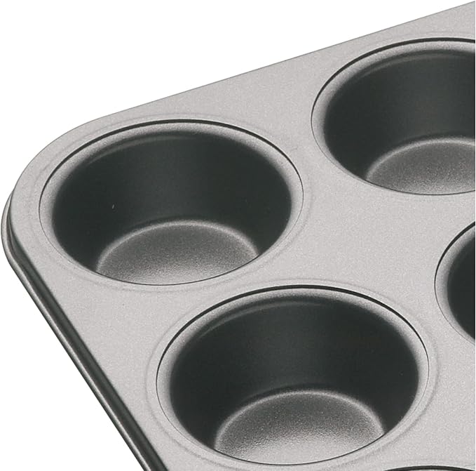 Masterclass Heavy Duty 12 Hole Cupcake Baking Tray Tin Pan with Double Layer Non-Stick Coating | Ideal for Baking Buns, Cupcakes, Yorkshire Puddings and Muffins