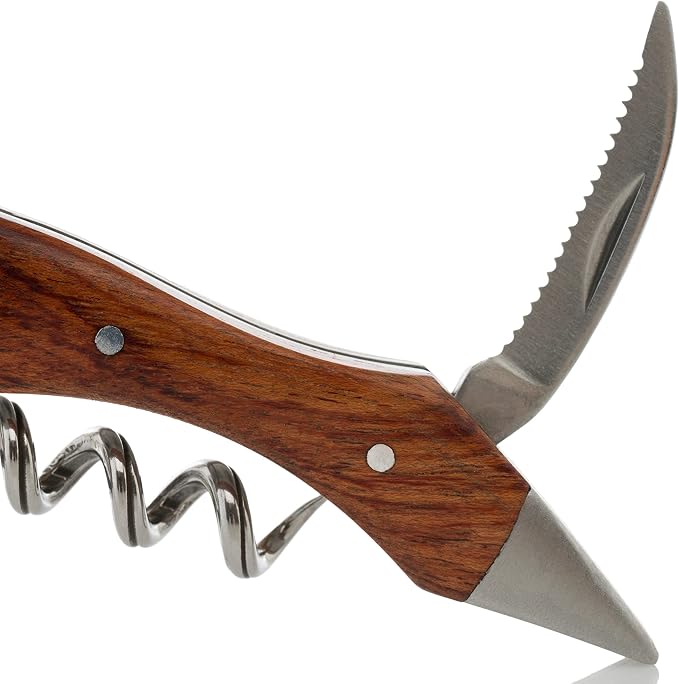 BAR NONE The Corkstractor Pro | Wine Corkscrew Wine Opener Bottle Opener Waiter Corkscrew Waiters Corkscrew Wine Key Beer Opener Wine Foil Cutter Wine Opener Cork Screw Corkscrews (SS with Rosewood)