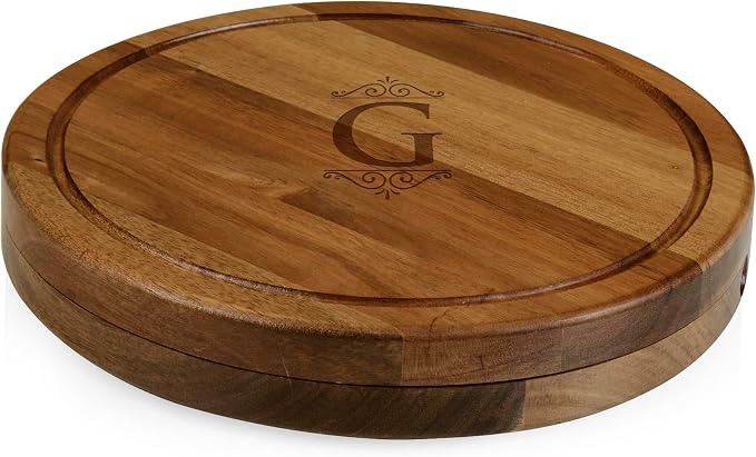 Toscana Monogram Initials G Personalized Acacia Circo Cheese Cutting Board & Tools Set