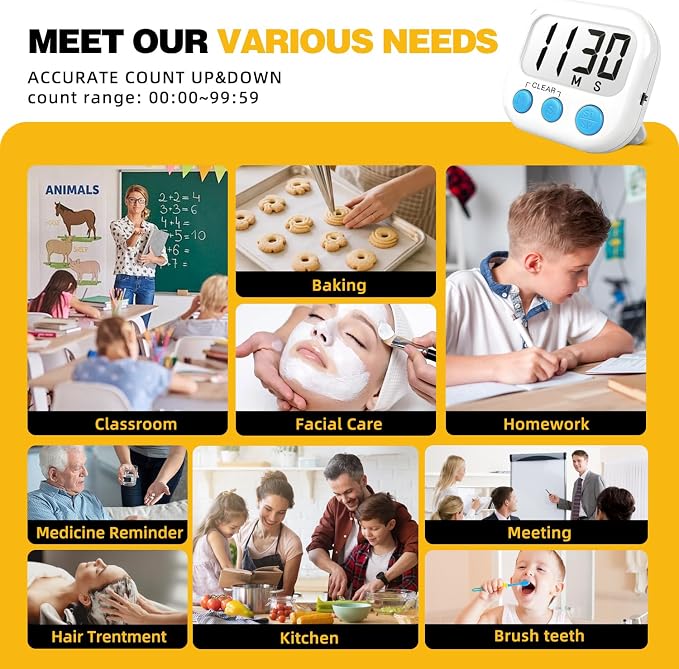 Classroom Timers for Teachers Kids Large Magnetic Digital Timer Teacher Supplies 4 Pack-Blue White
