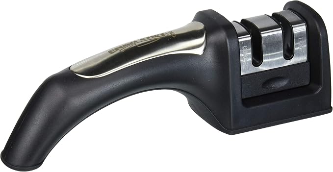 Ergo Chef Fastedge 2 Stage Knife Sharpener, Tabletop Kitchen Knife Sharpener, Tungsten Carbide and Ceramic Inserts, Black