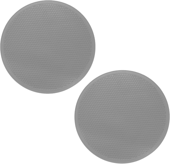 uxcell 2pcs Silicone Trivet Mats 11.8" Dia Round Non-Slip Silicone Pot Holders for Hot Pots and Pans, Heat Resistant Hot Pads for Kitchen Hot Dishes Table Countertops, Grey