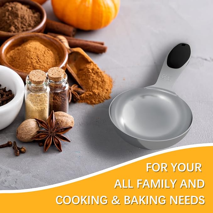 LEIFENY 4PCS 1 Tbsp(3tsp, 1/2oz, 15ml) Single Measuring Spoon with Black Silicone Grip, Stainless Steel Individual Measure Scoop Only