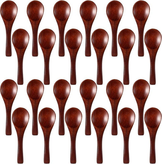 Boao 50 Pcs Small Wooden Spoons, 3.5'' L, Mini Wood Natural Tiny Spoons Wooden Little Teaspoons for Jars Sugar Creamer Honey Spices Salt Kitchen Supplies (Old Paint Color)