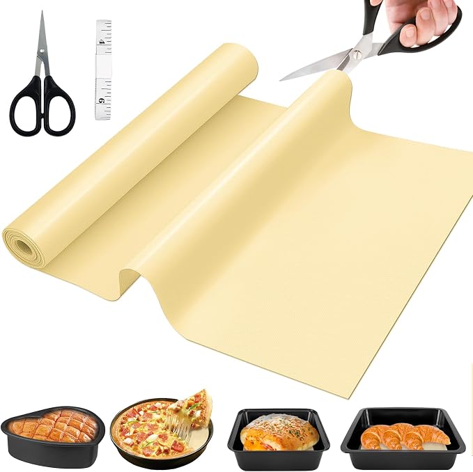 Silicone Baking Mat Roll, 12 IN x 6 FT, Non-Stick, Reusable, Heat-Resistant Baking Sheet for Oven, Air Fryer, Pastry, Dough, Bread, Non-Slip Kitchen Counter Mat
