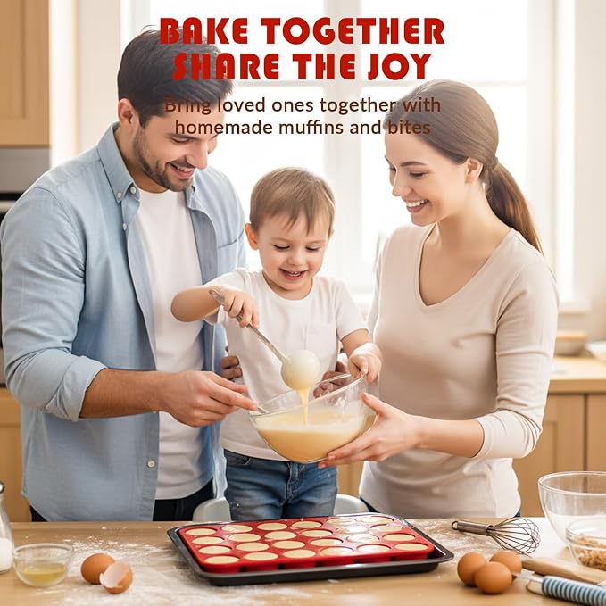 HKNMTT 2Pcs Mini Silicone Muffin Pans for Baking 24Cups Egg Bites Molds | Food-Grade, Non-Stick, BPA-Free, Oven Safe, Small Cupcake Pans, Muffin Tin