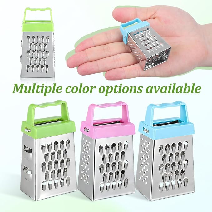 Kichvoe 6-Pack Mini Cheese Grater Set Stainless Steel Box Graters with Non-Slip Handle for Garlic Ginger Vegetable Shredding Slicing Compact Kitchen Tool 2.63X1.45X1.06In