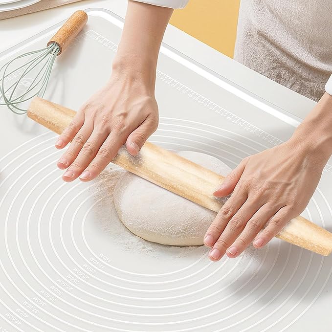 Classic Wood Rolling Pin, Wooden Roll Pin, Natural Wooden Roller with No Dents or Gaps for Baking Pizza Dough, Pie, Cookie and Pastry, 13Inch