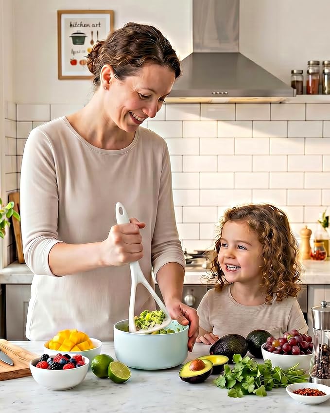 2-Pack Silicone Potato Masher - Heavy Duty, Non-Scratch, Dishwasher Safe | Mashing potatoes, avocado, baby food. Heat-safe 450°F. Soft-grip, BPA-free, seamless. Gentle on pans.