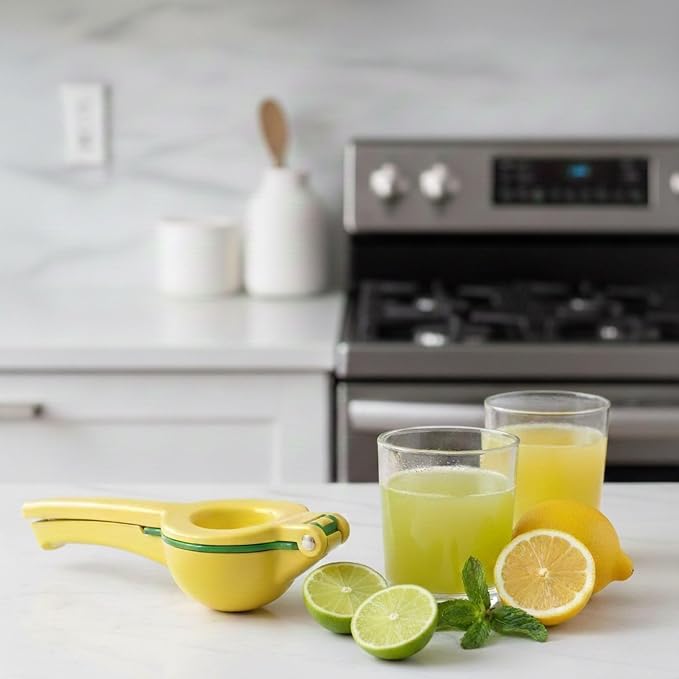 NAZANIN Dual-Bowl Lemon Squeezer - Heavy Duty Aluminum Citrus Juicer & Lime Press - Professional Manual Hand Juicer for Cocktails, Margaritas, Salads - Ergonomic Design, Dishwasher Safe Kitchen Tool