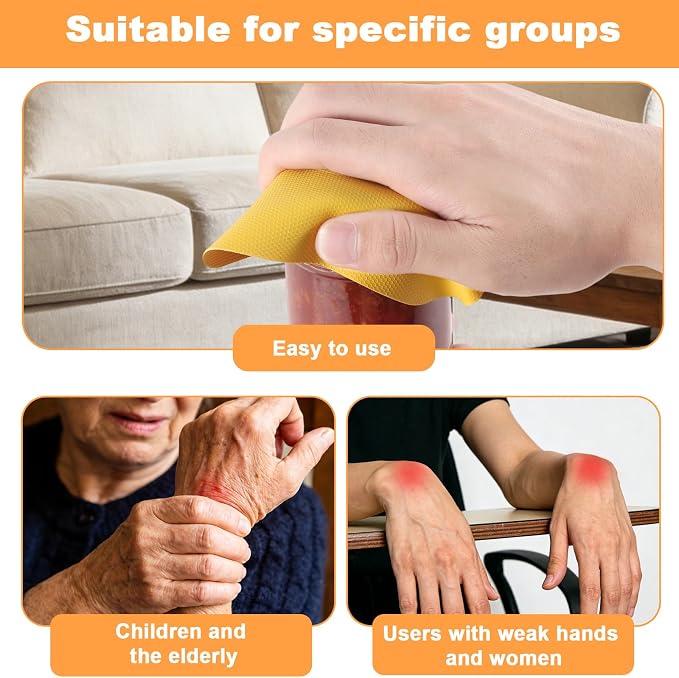 LUTER 4pcs Jar Opener Gripper Pad for Seniors with Weak Hands, Rubber | Multi-function Silicone Bottle Opener Lid Cap Rubber Gripper Pads Kitchen Coasters Gadgets, Blue, Yellow