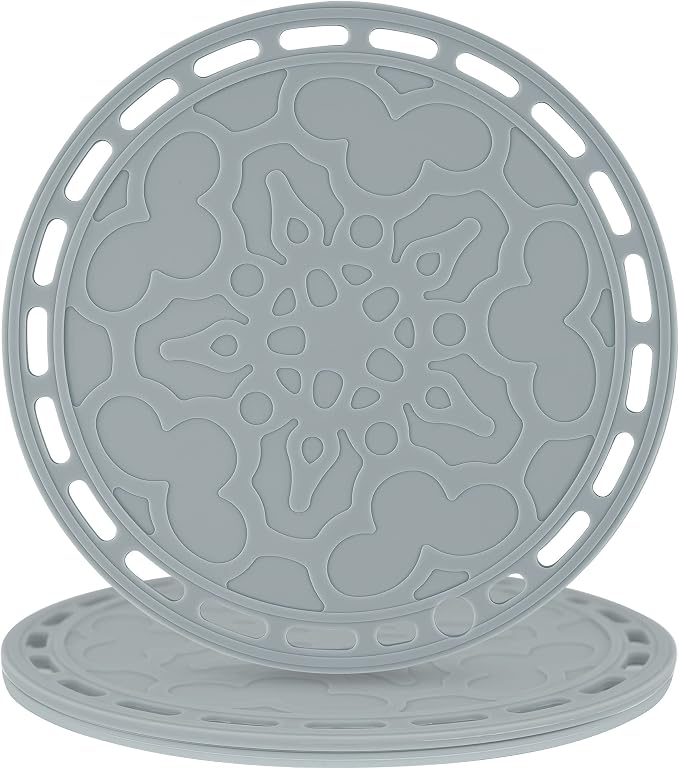 Silicone Trivet Mat for Pots and Pans Big Round Silicone Pot Holder Hot Pads Trivets for Hot Dishes and Pots, Hot Mats for Countertop Tables Spoon Rest Set of 3 (Grey)