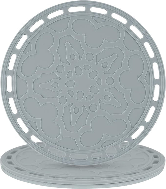 Silicone Trivet Mat for Pots and Pans Big Round Silicone Pot Holder Hot Pads Trivets for Hot Dishes and Pots, Hot Mats for Countertop Tables Spoon Rest Set of 3 (Grey)