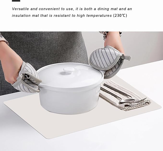 Silicone Placemats, Food-Grade Non-Slip Waterproof, Dining, Countertop Protector, Kitchen Counter Mat, Heat Resistant, Baking mat Dishwasher Safe