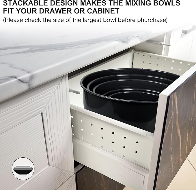 Greentainer Plastic Mixing Bowls with Lids Set for Kitchen, 5 Set Nesting Bowls for Mixing, Baking, Prepping, Cooking and Serving Food, Mixing Bowls Dishwasher, Microwave Safe