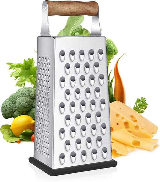 Kaishun Cheese Grater with Wood Handle for Cheese, Vegetable & Fruit