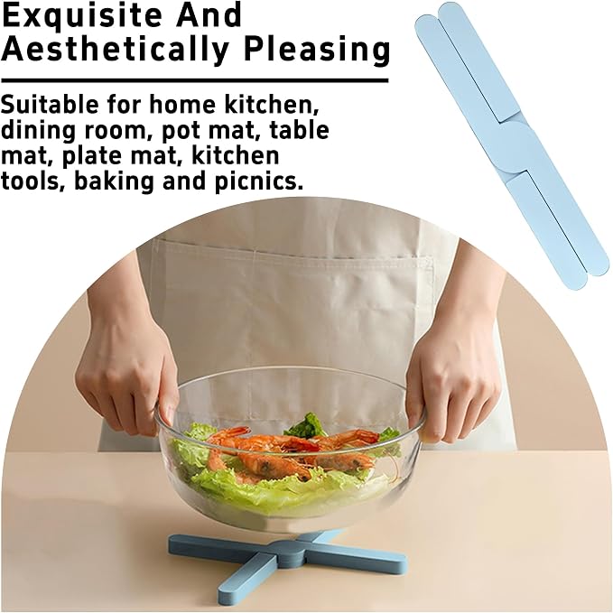 3PCS Foldable Silicone Trivet Set, Expandable Hot Pads for Kitchen, Heat Resistant Pot Holders, Non-Slip Table Protector Mat for Hot Dishes, Pots(Light Purple)