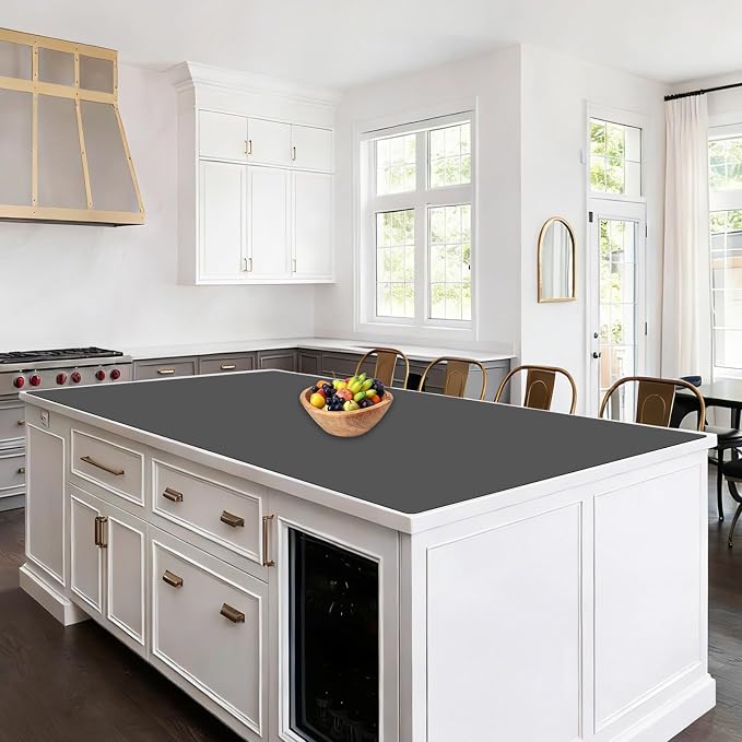 78"x32"(200cmx80cm) Large Silicone Kitchen Counter Mat, Heat Resistant Non-Slip Countertop Protector, Waterproof Multipurpose Mat for Kitchen Island, Dark Gray