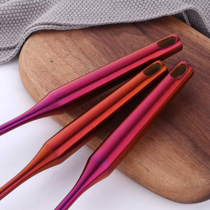 Stainless Steel Pasta Spoon Server,Kitchen Pasta Server, Ergonomic Handle & Heat Resistant Design - Kitchen Spaghetti Server Fork For Noodles, Pasta, More (magical red)