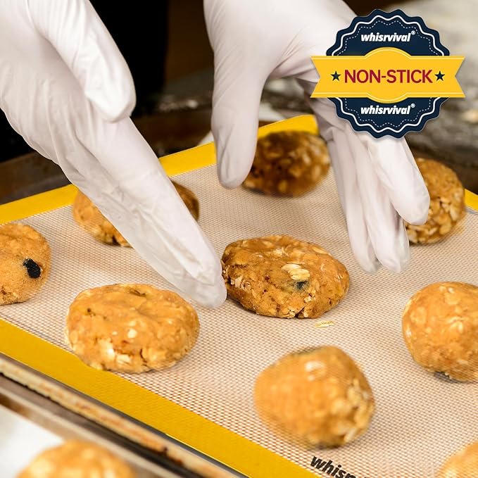 Silicone Baking Mat, 2 colors Half Sheet(16.5"x11.6") Non-Stick Baking Mat, Food Safe Silicone Mats for Baking Cookies, Macarons, Vegetables, 480℉ Heat Resistant (Deep Raspberry & Amber) | Baking Mat, Food Safe Silicone Mats for Baking Cookies, Macaron...