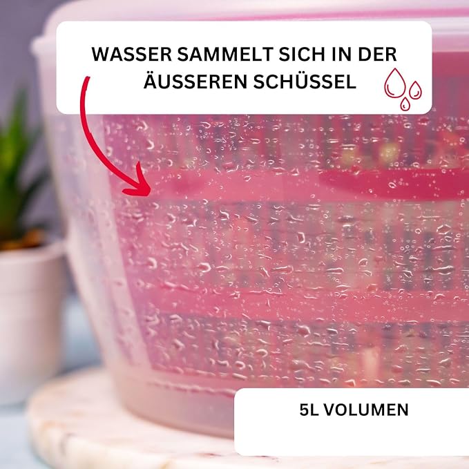 Westmark 2432224B Salad Spinner Capacity 5 Litres Diameter 26 cm Plastic BPA-Free Fortuna Blue Standard