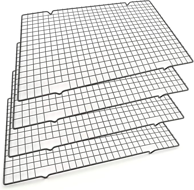 Baking Rack Cooling Rack,Size 16"x 10" Cool Cookies Cakes Breads Heavy Duty Commercial Quality Wire Rack (4 pack)