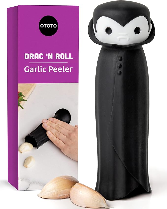 OTOTO Drac N' Roll Vampire Garlic Roller, Silicone Garlic Peeler Tube, Silicone Tube Roller for Halloween - Kitchen Gadget for Garlic, Garlic Tube, Garlic Crusher