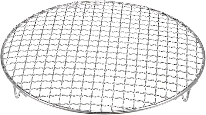 HARFINGTON Round Cooking Rack 11-inch 201 Stainless Steel Cross Wire Barbecue Grill Net with 20mm Legs for Cooking Baking Steaming BBQ