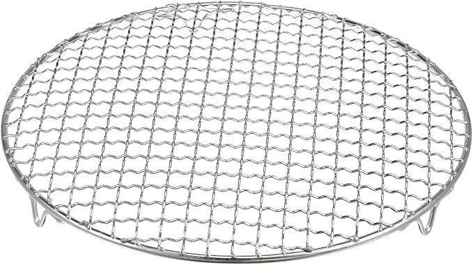 HARFINGTON Round Cooking Rack 10.6-inch 201 Stainless Steel Cross Wire Barbecue Grill Net with 20mm Legs for Cooking Baking Steaming BBQ