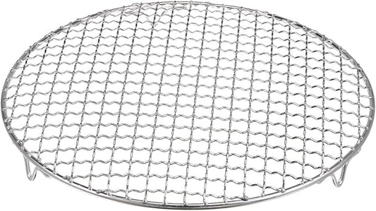 HARFINGTON Round Cooking Rack 10.6-inch 201 Stainless Steel Cross Wire Barbecue Grill Net with 20mm Legs for Cooking Baking Steaming BBQ