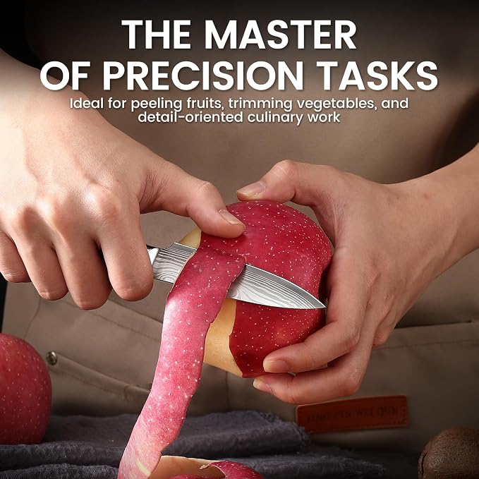 DiiHAUZZ Paring Knife, 3.5 Inch Fruit Knife, High Carbon Stainless Steel | Ultra Sharp Forged Blade, Ergonomic Pakkawood Handle No Cracking, Peeling Fruits Cutting Slicing Vegetable, Gift Box & Sheath