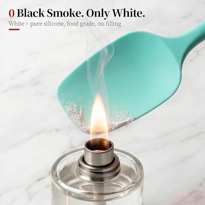 600ºF Heat Resistant Silicone Spoon Spatula Set of 3, Aqua Sky | High Heat Food Safe Seamless Kitchen Spoonula Scraper for Cooking Baking Mixing Scraping Stirring Nonstick Cookware Pan Bowl