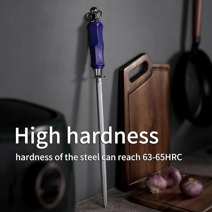 Honing Steel 12 inch Professional Knife Sharpener Honing Rod, Fine Lines, High Carbon Steel, High hardness, Knife Sharpening Steel