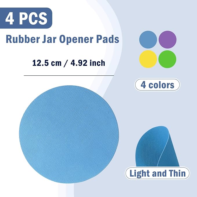 Aixoom Rubber Jar Opener Pads Set of 4, Non-Slip Gripper Pads for Jars | For Seniors & Weak Hands, Heat-Resistant Trivet, Kitchen Coaster & Jar Lid Grip for Jars and Bottles (Circle)