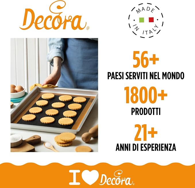 Decora, 9260256 Silicone Mat Microperforated Washable and Reusable Resistant to -40°C + 230°C Perfect for Baking Biscuits and Shortcrust Pastry Dimensions: 385 x 285 mm