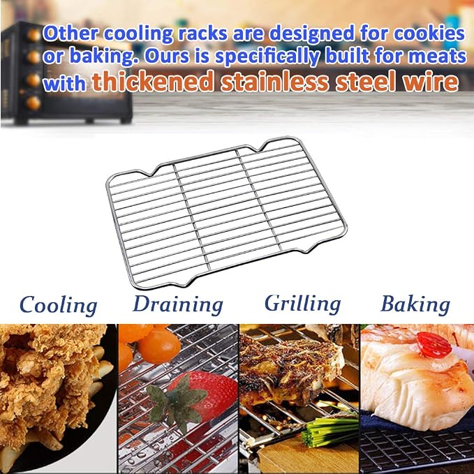 Cooling Rack with 4 Legs Heavy Duty Grill Net 7.9in x 12.4in Roasting Wire Grate Baking Racks, Fit Various Size Cookie Baking Sheet,Oven Dishwasher Safe(7.9"X12.4"31.5X20cm)