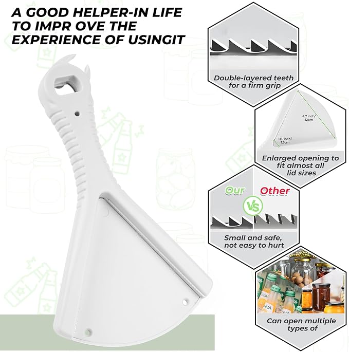 Jar Opener for Weak Hands and Seniors with Arthritis — 3-in-1 Stainless Steel Lid Gripper, Opens 0.5"–5.1" Jars and Bottles, Manual Kitchen Tool for Low Strength, Elderly