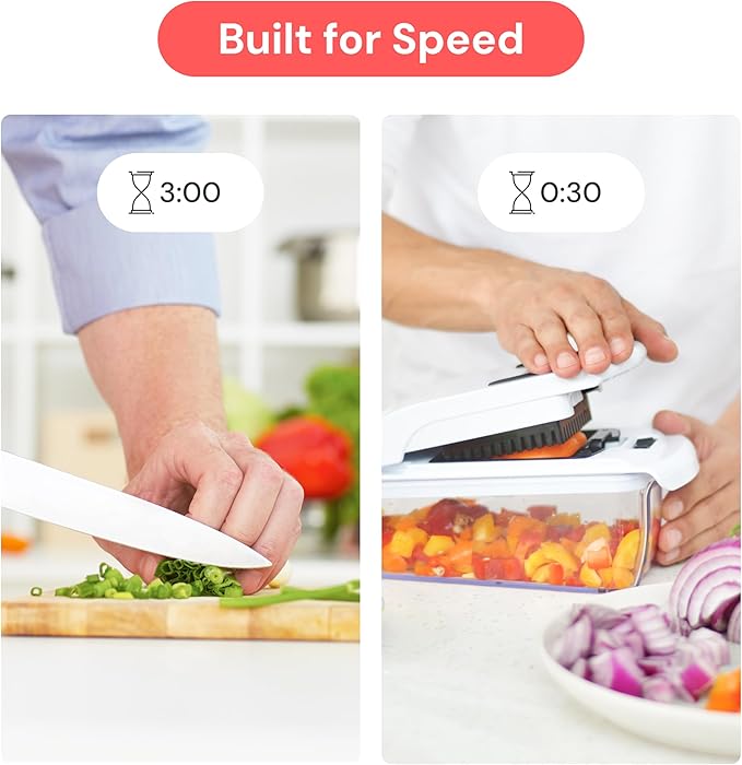 Fullstar Pro Original Vegetable Chopper - Chopper and Spiralizer - Food Chopper with Container, Fruit Cutter, Onion Dicer - All-in-One Prep Tool - Kitchen Gadgets and Gifts (4 in 1, White)