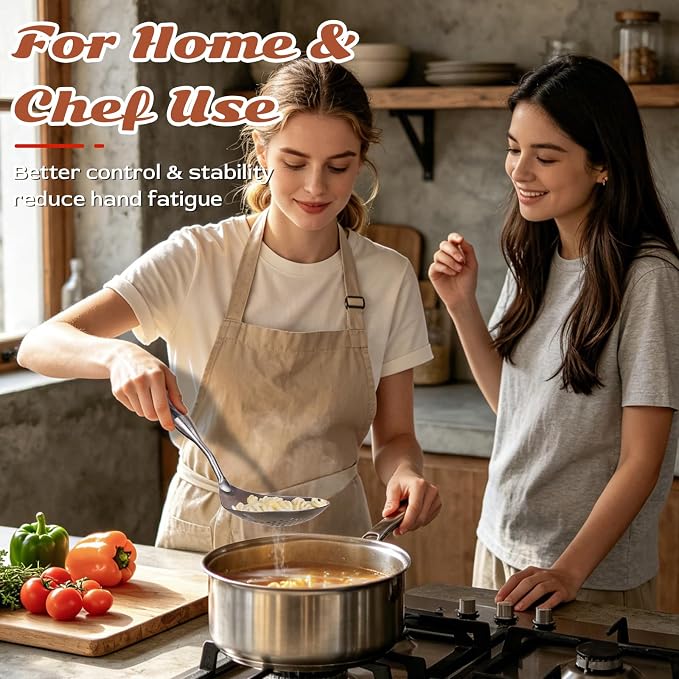 Skimmer Slotted Spoon,304 Stainless Steel Ladle/Strainer for Cooking and Frying, Pasta Strainer/Frying Spoon for Kitchen and Colander